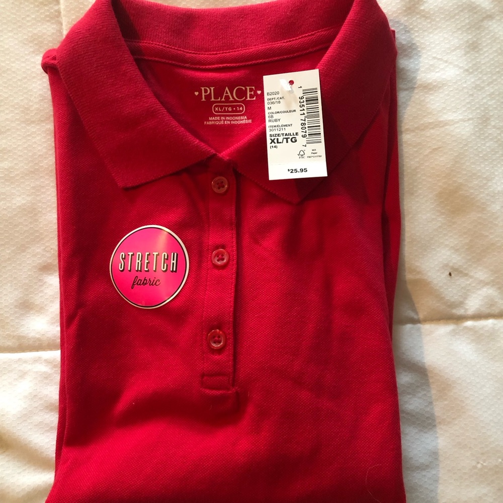 Girls school uniform top- Red size 14/XL- NWT